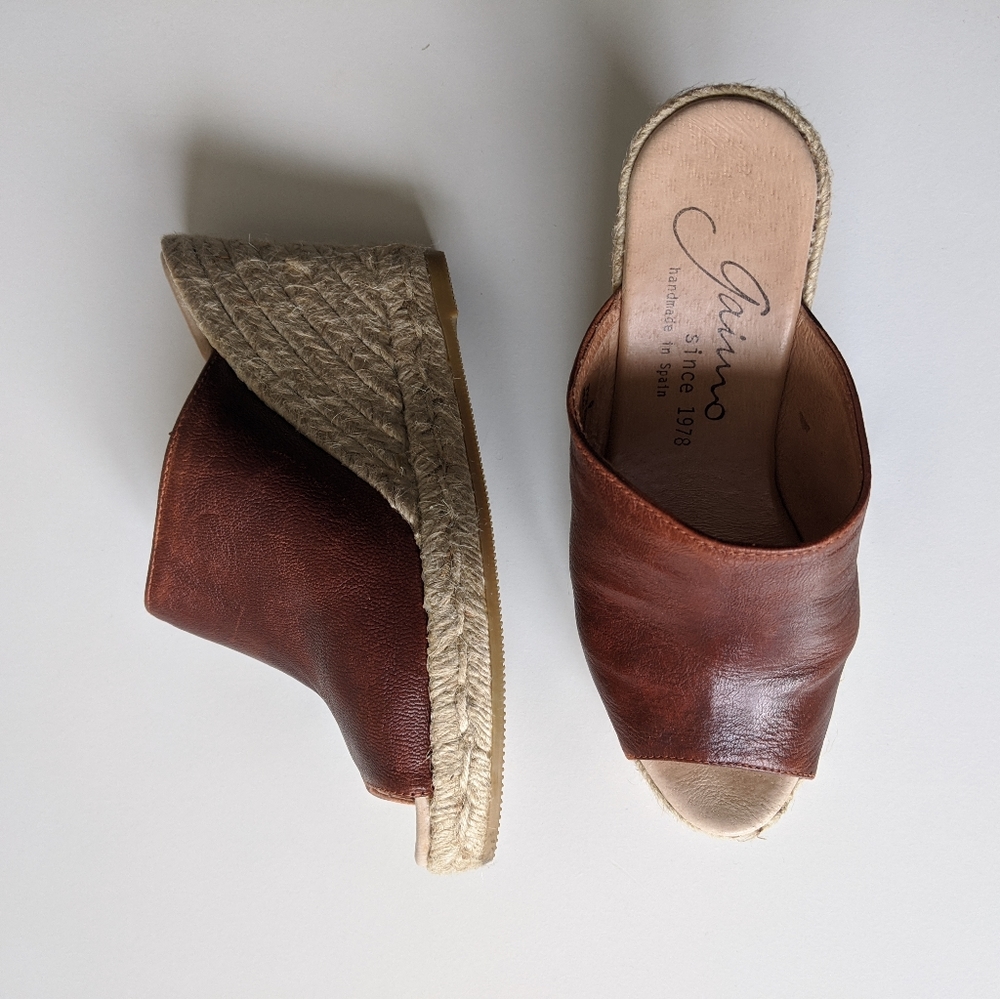 Leather Wedge Espadrilles